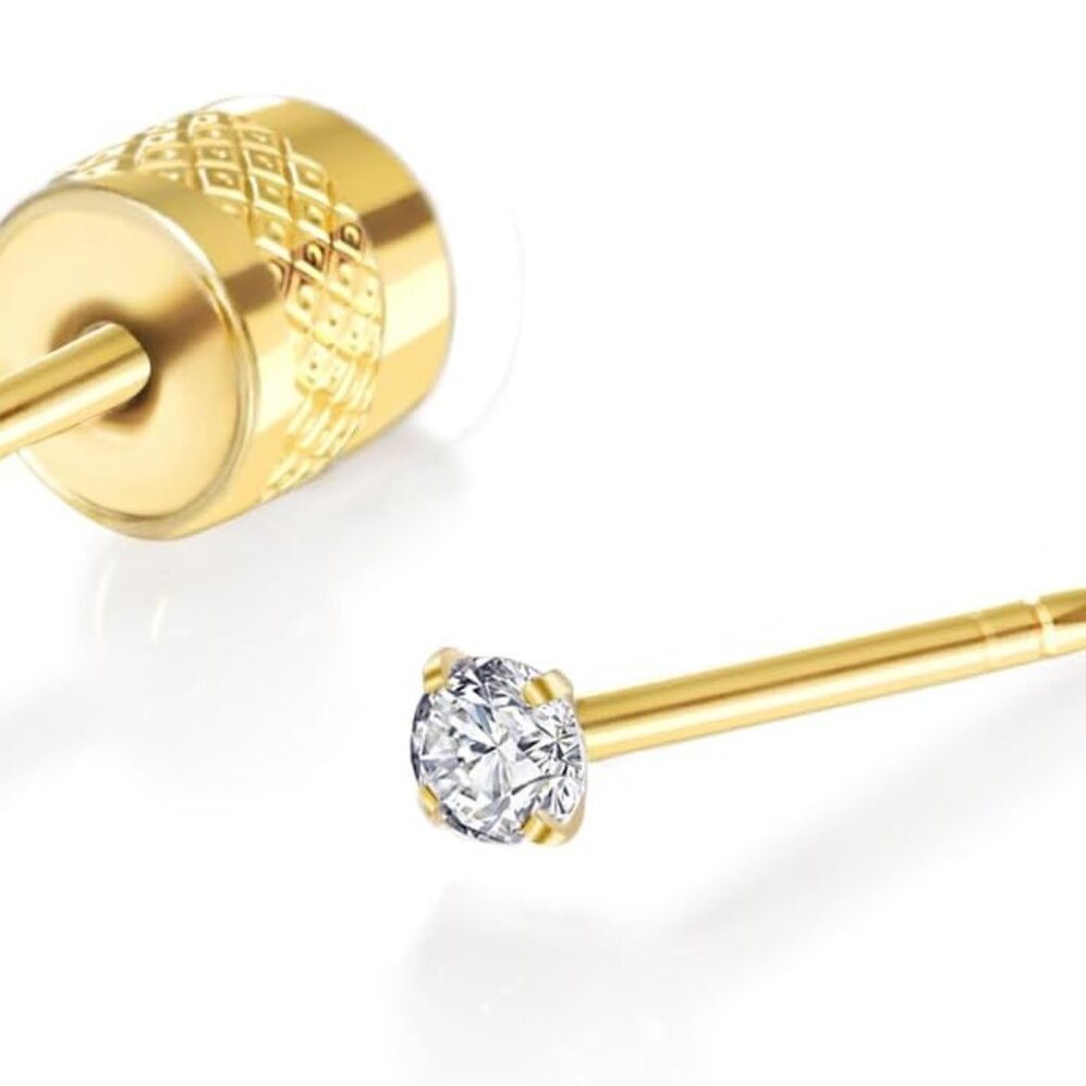 Titanium Earrings Push-In Threadless Flat Back St… - image 1